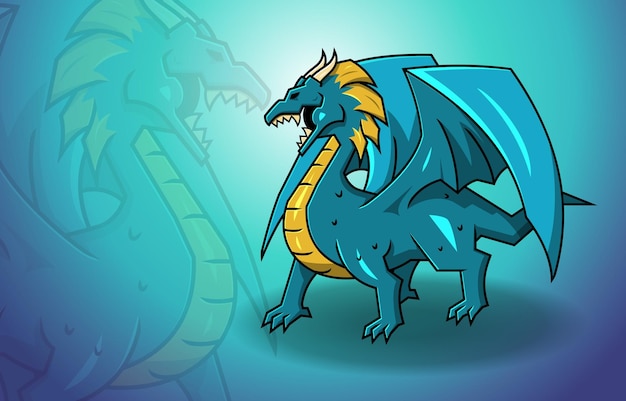 Vektor blue dragon wings fantasy mythologie monster legend kreatur