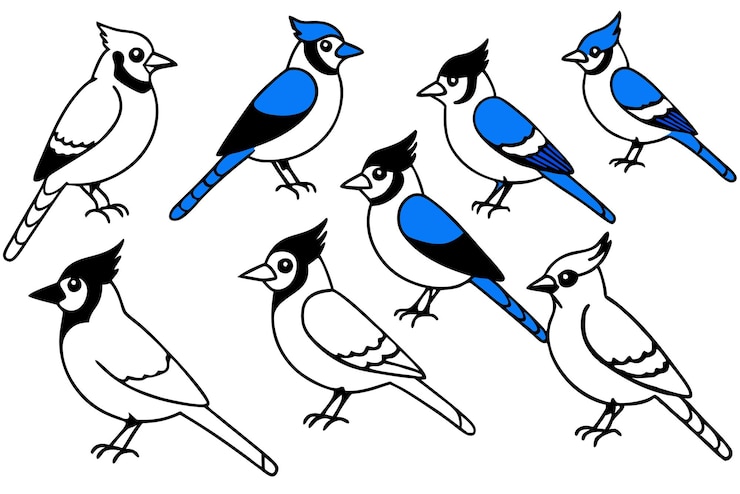 Vektor blue jay-vogel-linienkunst