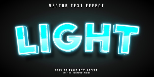 Vektor blue neon editierbarer 3d-texteffekt