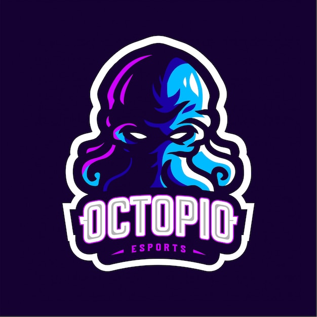 Blue octopus maskottchen gaming-logo