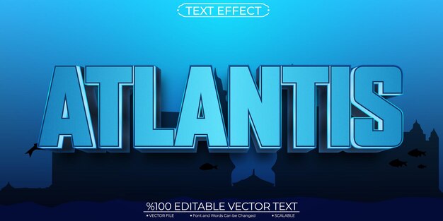 Vektor blue smooth atlantis bearbeitbarer und skalierbarer vektortexteffekt