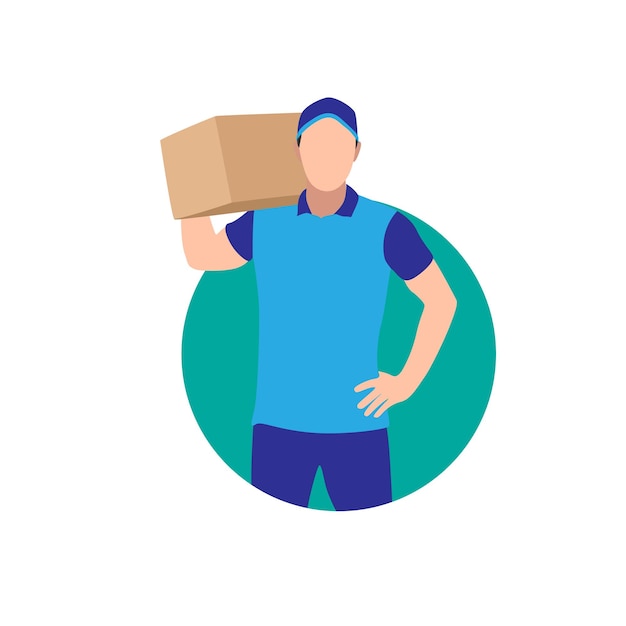 Blue Uniformed Courier Vector Illustration Lieferung