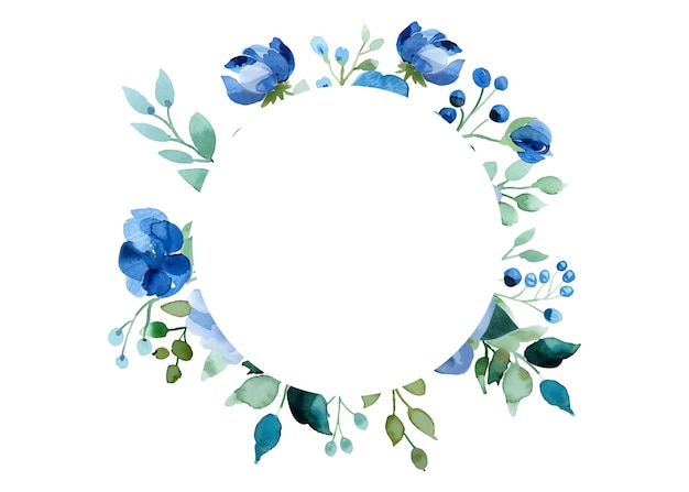 Vektor blue watercolor flowers floral frame for text botanical vector illustration on white in watercolor