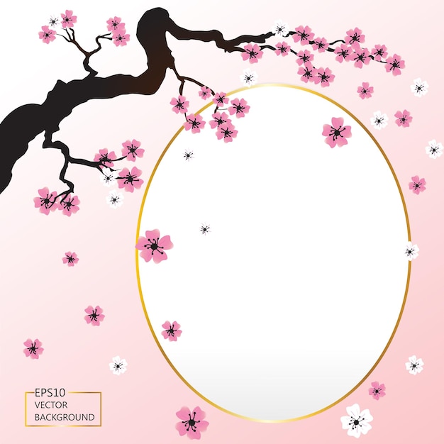 Blühender sakura-zweig banner hintergrund vektor-illustration