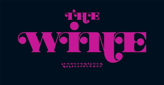 Blühendes rosa alphabet fett verzierte serifenschrift ausgefallener typ für elegantes restaurant-logo-menü überschrift hochzeit monogramm schriftzug typografie charmante stilbuchstaben vektor typografisches design