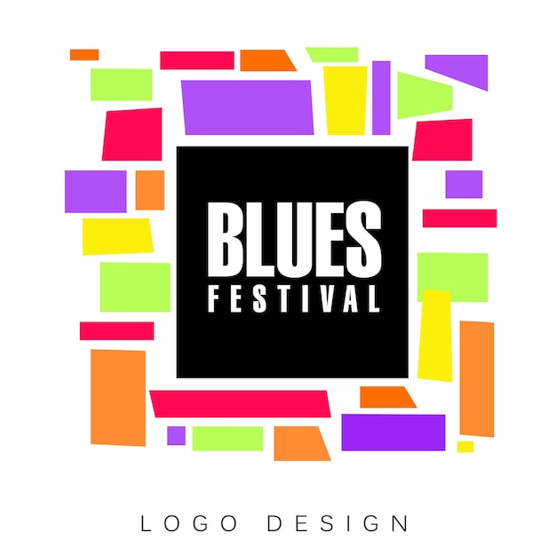 Blues-festival-logo-vorlage, kreatives banner, poster, flyer-designelement für musikalische party-feier-vektorillustration, webdesign