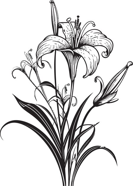 Vektor blüten in harmonie monochromatisches vektorlogo mit schwarzen blumen, geschnitzten blütenblättern, elegantem schwarzem ikonen