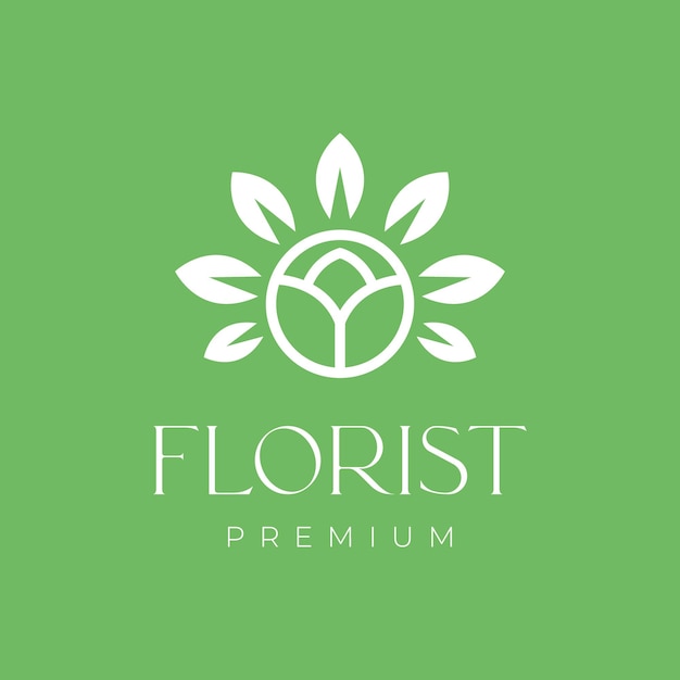 Blütenknospen blätter pflanze botanische gartenarbeit florist feminin einfacher kreis minimales logo-design vektor-symbol-illustration