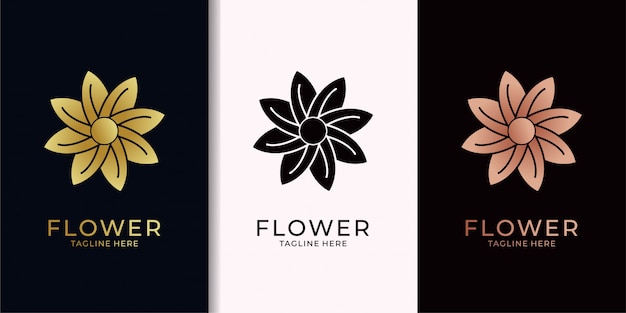 Blume elegantes goldenes logo design