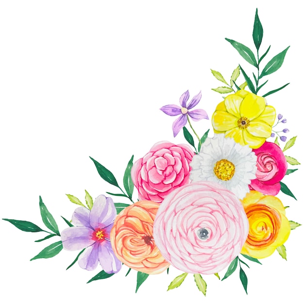 Blumen-Aquarell-Arrangement aus leuchtenden Blumen