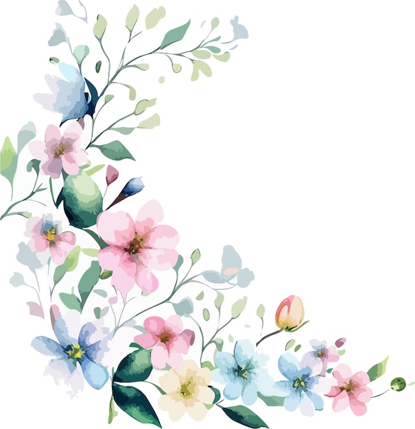 Blumen aquarell eckrahmen illustration