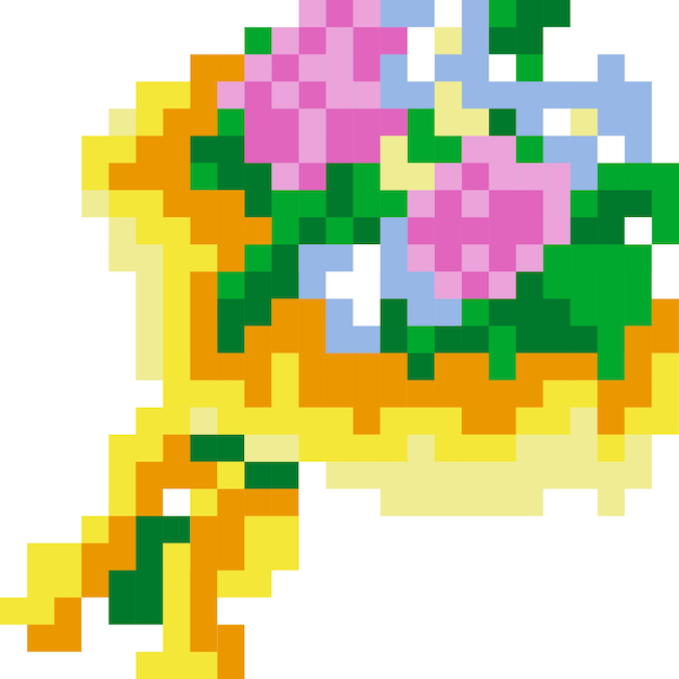 Blumen-cartoon-symbol im pixel-stil