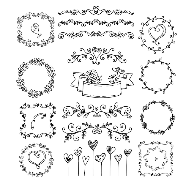 Blumen-Design-Elemente für Hochzeiten und Dankekarten Romantische Sammlung