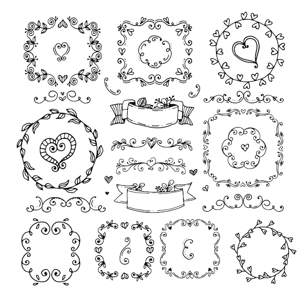 Blumen-Design-Elemente für Hochzeiten und Dankekarten Romantische Sammlung