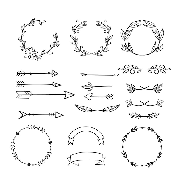 Blumen-Design-Elemente für Hochzeiten und Dankekarten Romantische Sammlung
