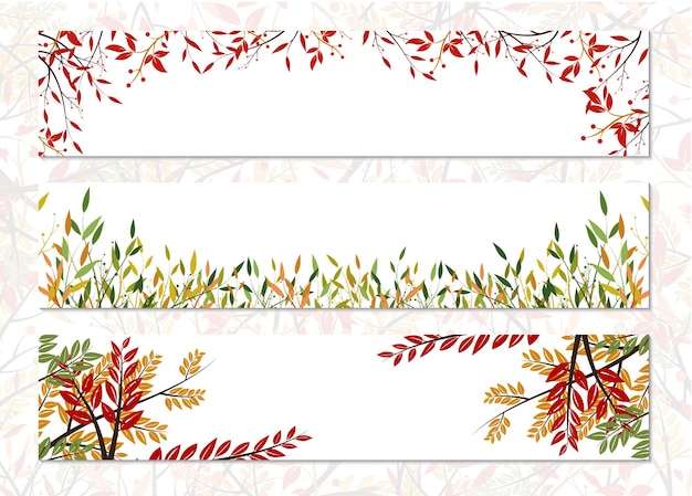 Blumen herbst bunte blätter banner set