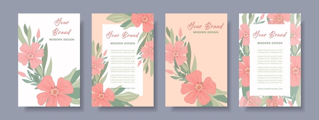 Blumen-Hintergründe mit pastellfarbenen Blumen und Blättern Blumen-Cover für Karten, Banner, Einladungen, Social-Media-Poster