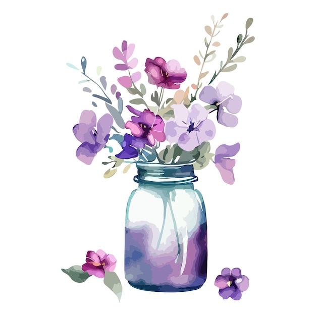 Blumen im glas aquarell clipart