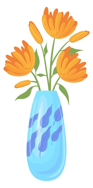 Blumen in vase symbol cartoon blühende botanik dekoration