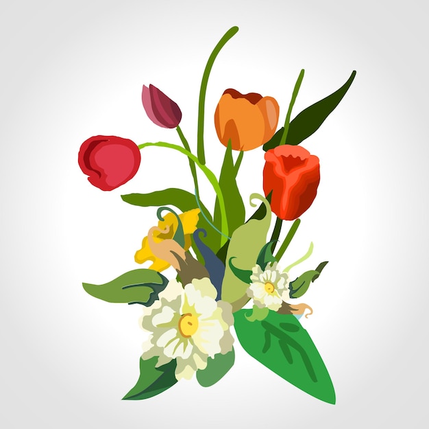 Blumen lokalisierte Vektorillustration mit Tulpen