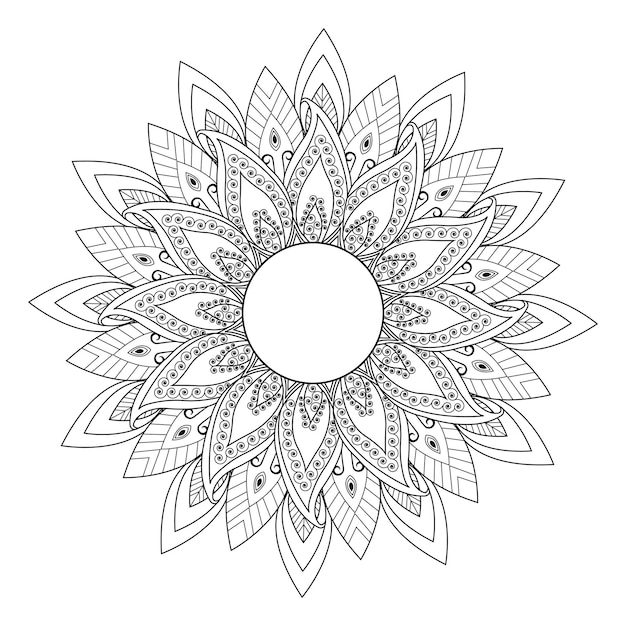 Blumen-mandala-doodle-design mit dekorativen elementen handgezeichnete färbung für erwachsene und kinder oder hintergrund-vektor-illustration