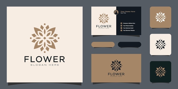 Blumen-monoline-luxus-logo mit visitenkartendesign