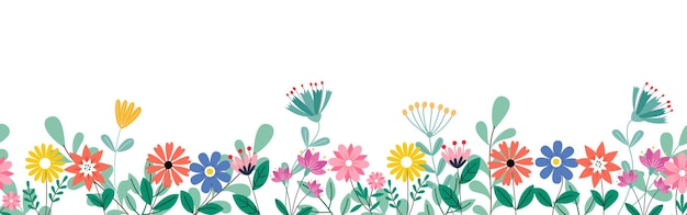 Blumen nahtloses Clipart-Banner-Hintergrund Frühlingsblumen-Clip-Art in endlosem und kontinuierlichem Muster