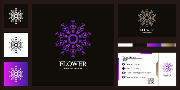 Blumen- oder ornament-luxus-logo-vorlagendesign mit visitenkarte.