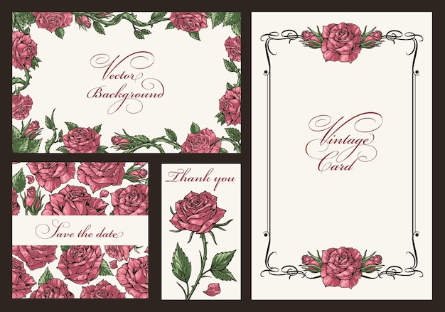 Blumen-Vintage farbenfrohe Satzvorlagen