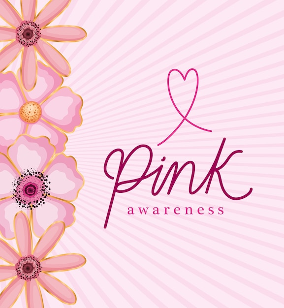 Blumen von rosa bewusstseinsentwurf, brustkrebs und kampagnenthema