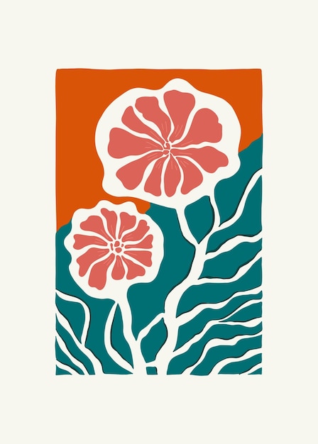 Vektor blumenabstrakte elemente botanische komposition moderne trendige matisse-minimalstil blumenplakat