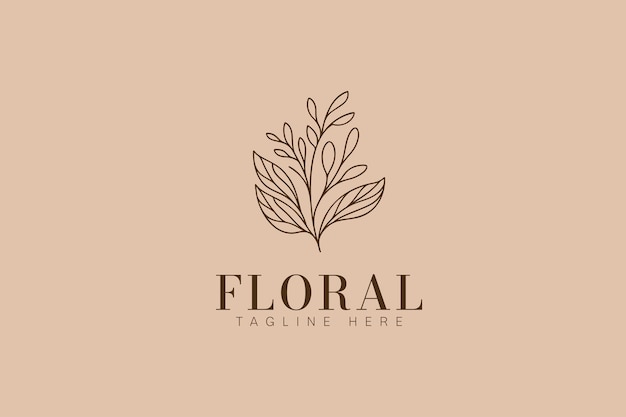 Vektor blumenblatt-logo minimalistisches handgezeichnetes konzept für geschäfte schönheit mode weiblicher garten