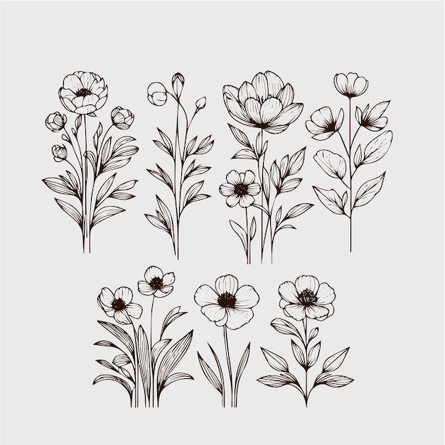 Blumendesign auf grauem Hintergrund, Vektorillustration Folge 10