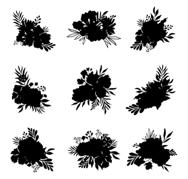 Blumeneinladungen isoliert Vektoren Silhouetten