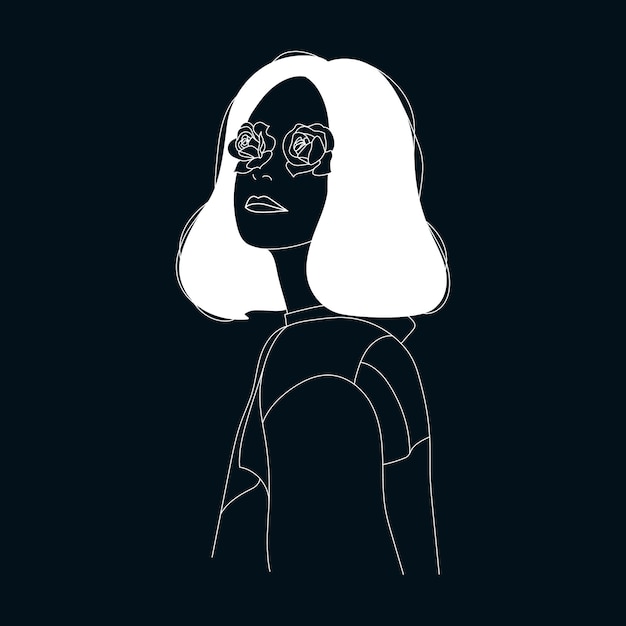 Blumenfrauen-Porträt-Illustration