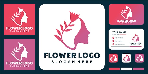 Blumenfrauenlogo mit Visitenkartendesign