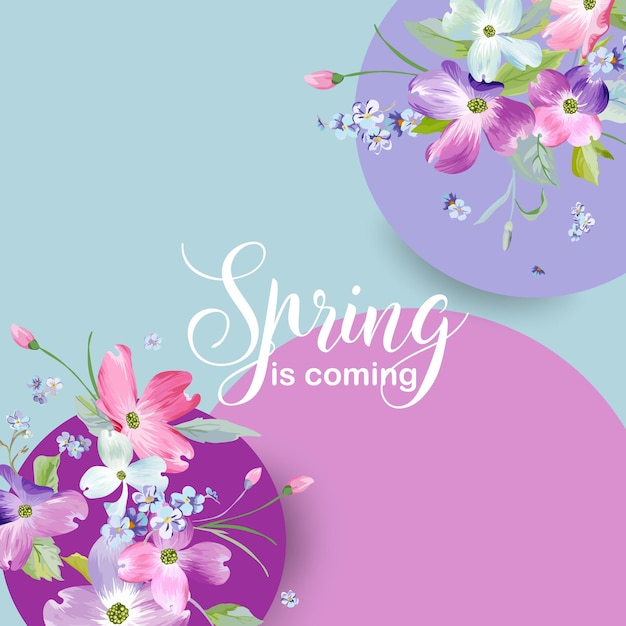Blumenfrühlingsgrafikdesign mit hartriegelblüten für mode, poster, t-shirt, banner, grußkarten, einladungen