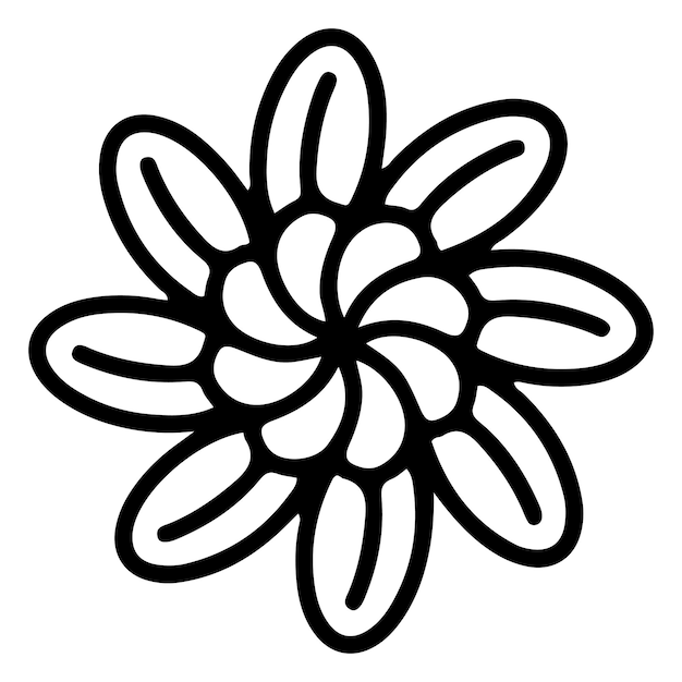 Blumengekritzel-Ornament. Ein einzelnes Blumen-Seitenelement-Tattoo