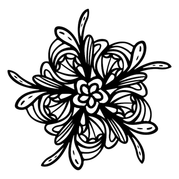 Blumengekritzel-Ornament. Ein einzelnes Blumen-Seitenelement-Tattoo