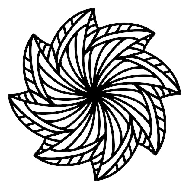 Blumengekritzel-Ornament. Ein einzelnes Blumen-Seitenelement-Tattoo