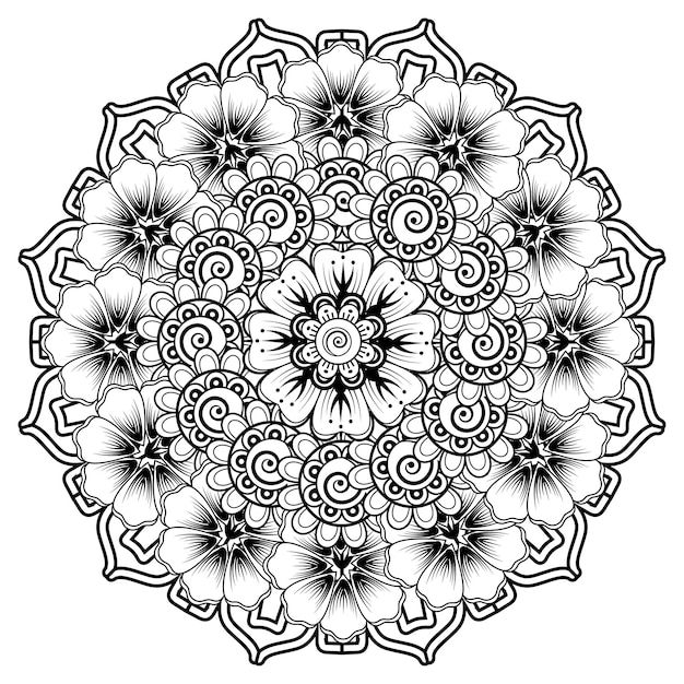 Blumenhintergrund mit Mehndi-Blume. Dekoratives Ornament im orientalischen Ethno-Stil, Doodle-Ornament,