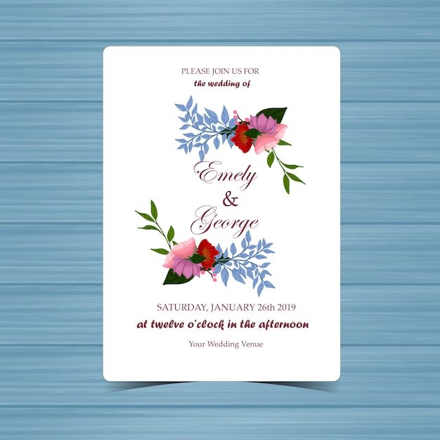 Blumenhochzeits-Einladung mit schönem Blumen-Rahmen
