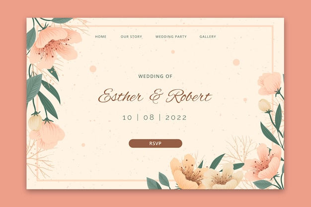 Vektor blumenhochzeits-landingpage