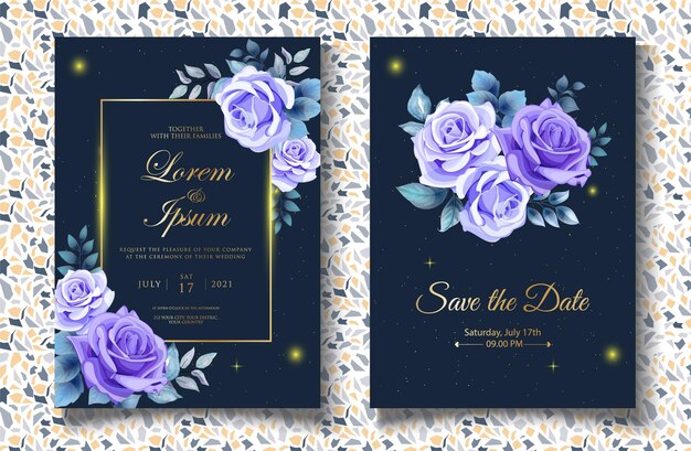 Blumenhochzeitseinladungskarte des Aquarellspritzens