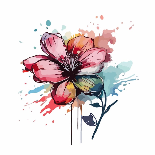 Vektor blumenillustrations-aquarellmalerei über blumen