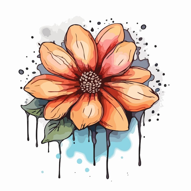 Blumenillustrations-Aquarellmalerei über Blumen
