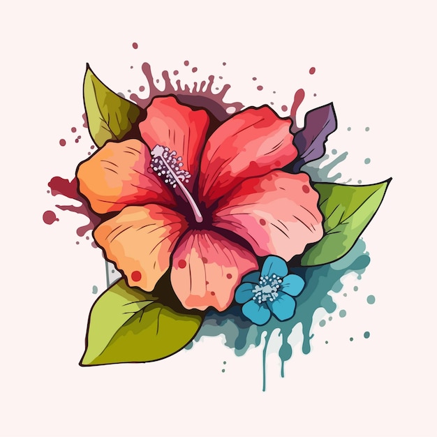 Blumenillustrations-aquarellmalerei über blumen