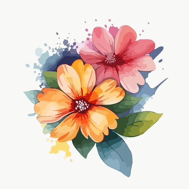 Blumenillustrations-Aquarellmalerei über Blumen