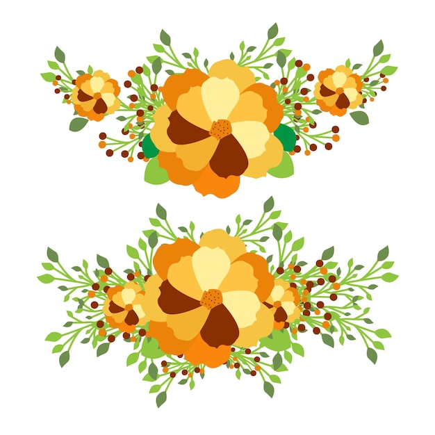 Blumenkomposition blumenstrauß aus gelben blumen hochzeitseinladung blumenillustration