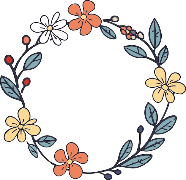 Blumenkransensammlung Handgezeichneter Blattkransensatz